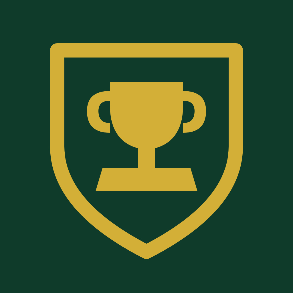 Football IQ app icon — gold trophy within a navy shield
